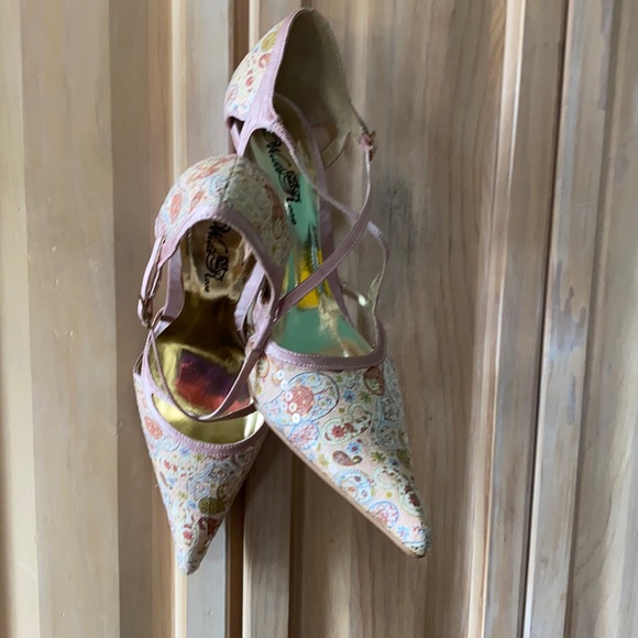 Pink paisley satin & clear sequin glitter & straps - Picture 2 of 8